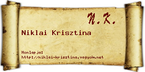 Niklai Krisztina névjegykártya